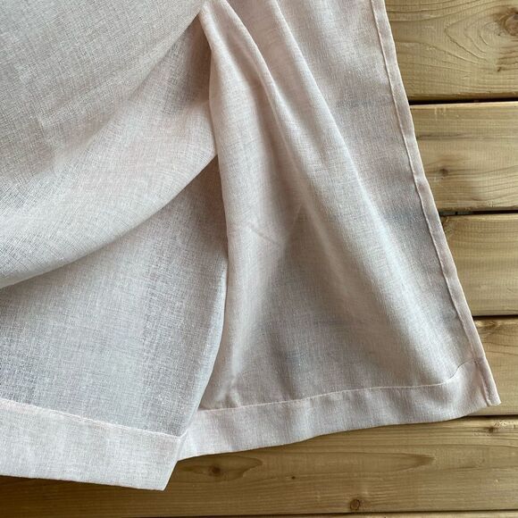 Lux Decor Dusty Pink Half Striped Solid Bottom Grommet Curtain Set - Picture 5 of 8